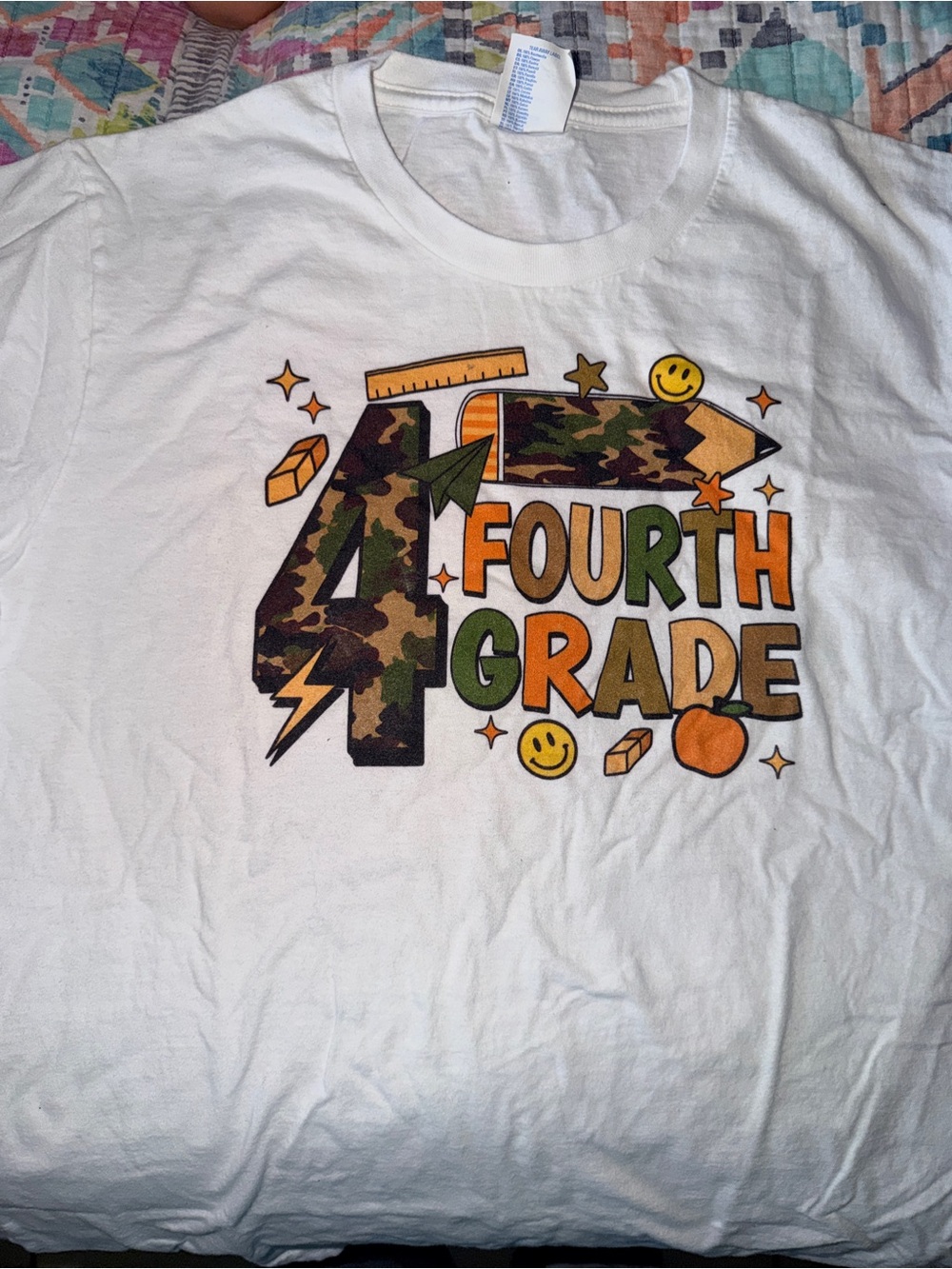 Kids White "Fourth Grade" Graphic Tee